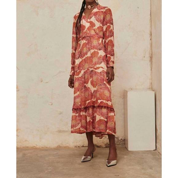 NEW NEKANE floral with lurex dress in nude - Picture 1 of 3